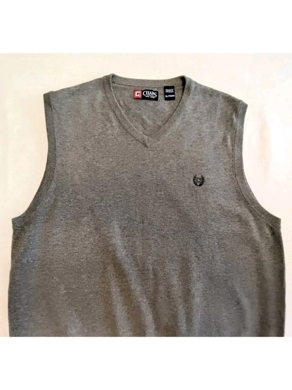 Chaps Men's Logo Knit Sweater Vest Cotton Size XL/TG Classic Gray - Picture 3 of 10